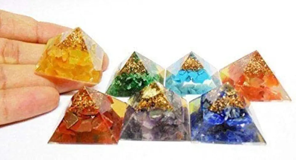 7 Chakra Orgonite Pyramids Set S48694