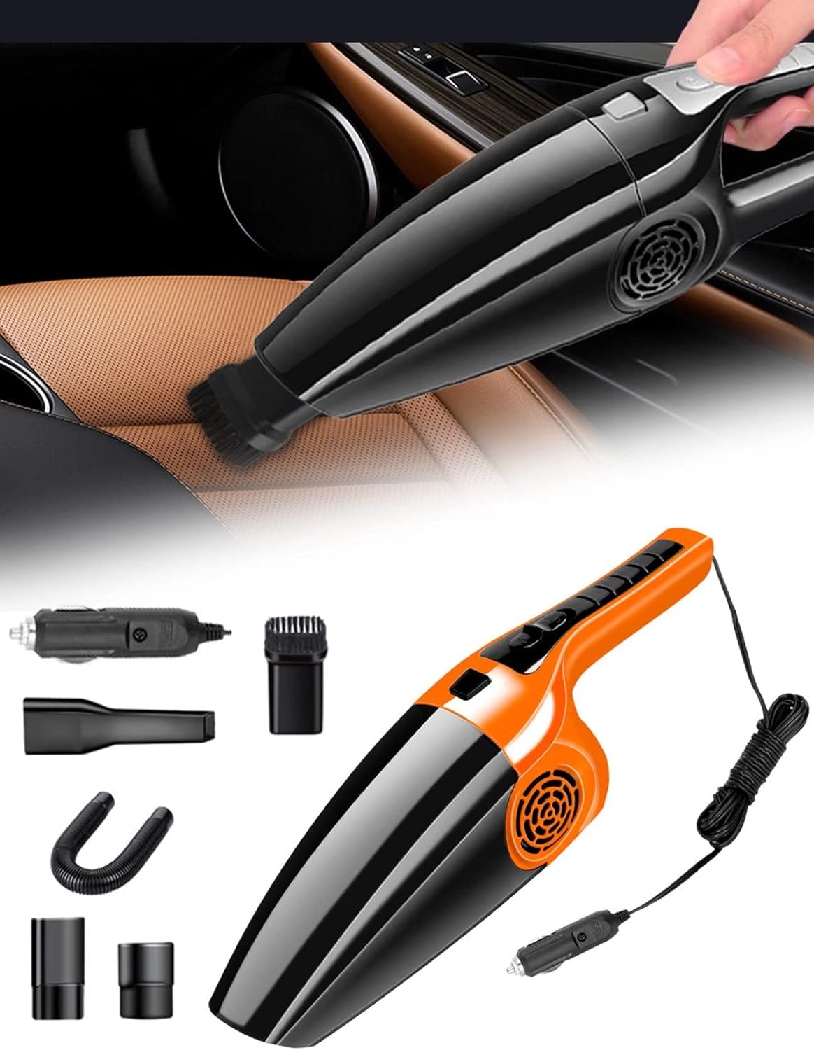 Wireless Car Vacuum Cleaner 6000Mbar Wet Dry Handheld Mini Vacuum Cleaner W961
