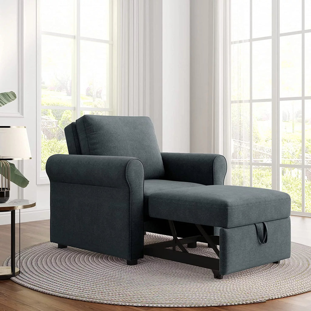 Dark Blue Convertible Sleeper Chair V673200