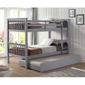 Twin Solid Wood Bunk Bed with Trundle Bed Gray W362106