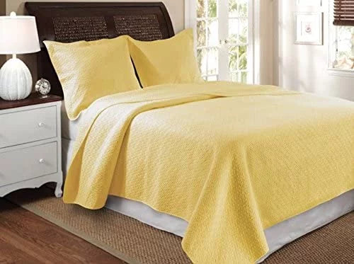 Cotton Quilt Set, Yellow, 3-Piece King/Cal King B33369