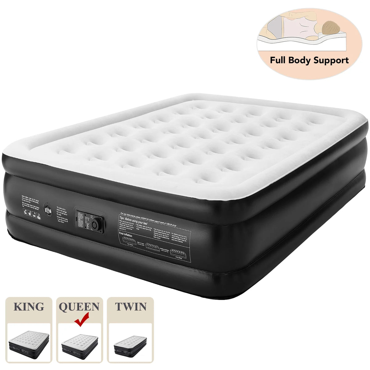 18 Inch Queen Air Mattress with Built in Pump W126