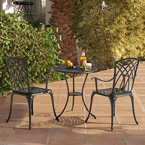 3 Piece Cast Aluminum Bistro Set with Umbrella Hole A6257