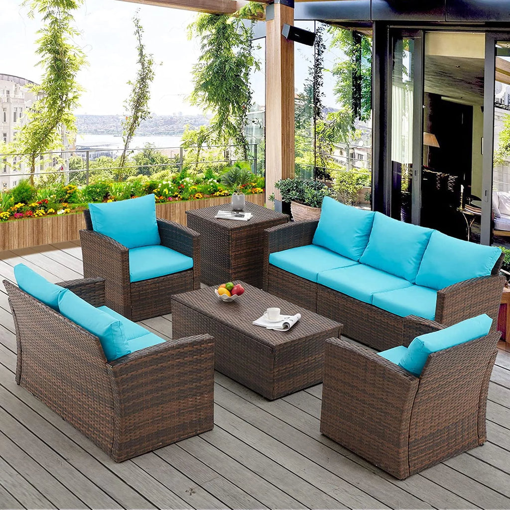 6 Pieces Patio Rattan Wicker Sectional Sofa M1071