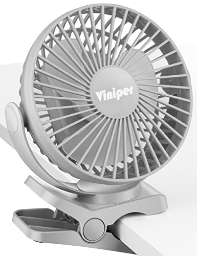 6 inch Rechargeable Clip on Fan, 5000mah Battery Desk Fan, 360° Rotation, 3 Speeds, Black A829
