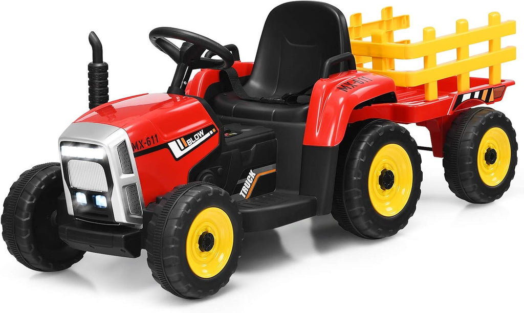 Pink 12V Battery Powered Ride on Tractor with Trailer V5687