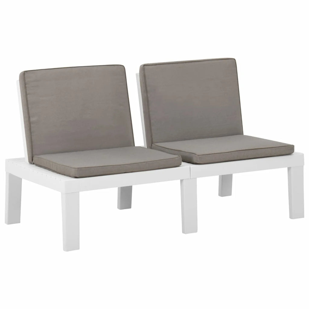 3 Piece White Outdoor Patio Lounge Set with Anthracite Cushions K992654