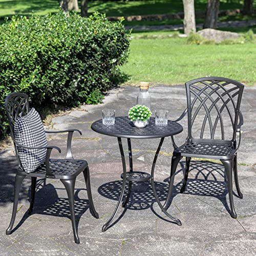 3 Piece Cast Aluminum Bistro Set with Umbrella Hole A6257