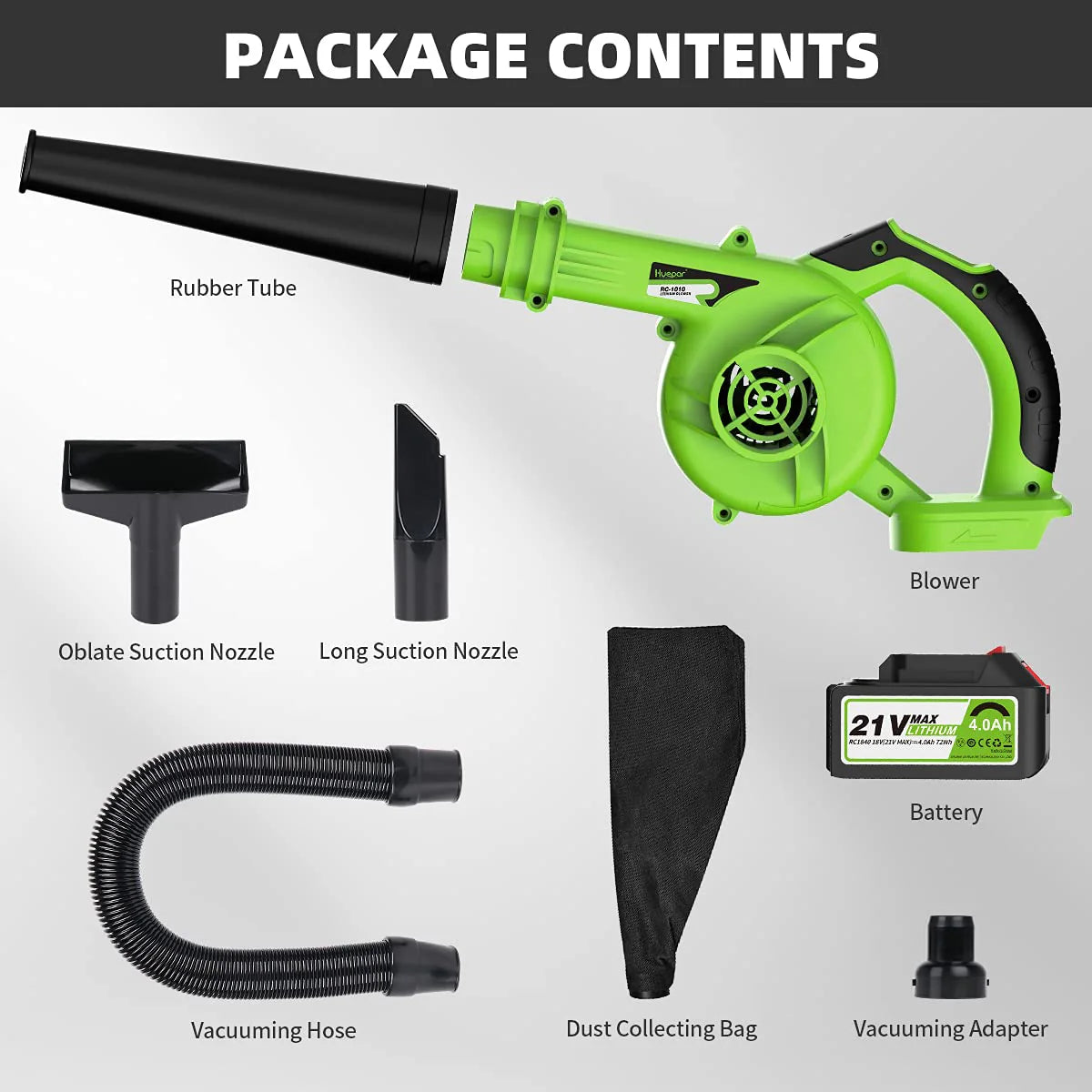 21V Cordless Leaf Blower 135MPH 321CFM 6 Speed with 4.0Ah Li-ion Battery F562