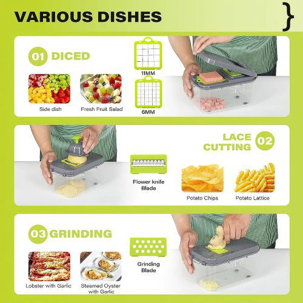 Vegetable Chopper with Container 22-in-1 13 Blades G25891