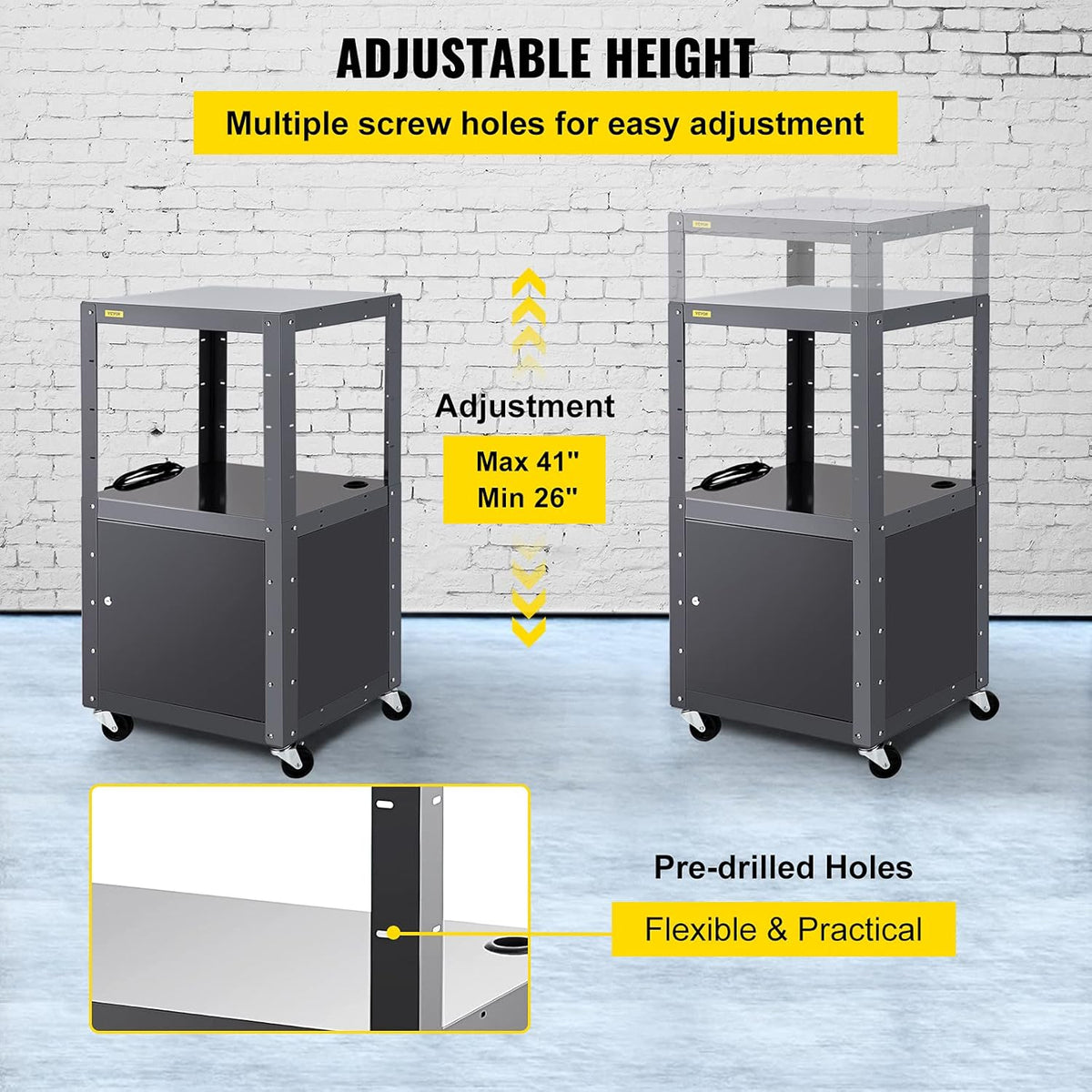 AV Cart with Power Strip and Locking Cabinet X9029