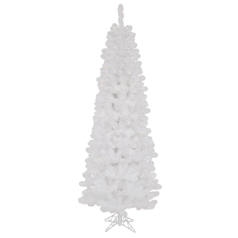 6.5 ft White Pencil Pine Christmas Tree with Clear Lights K76646
