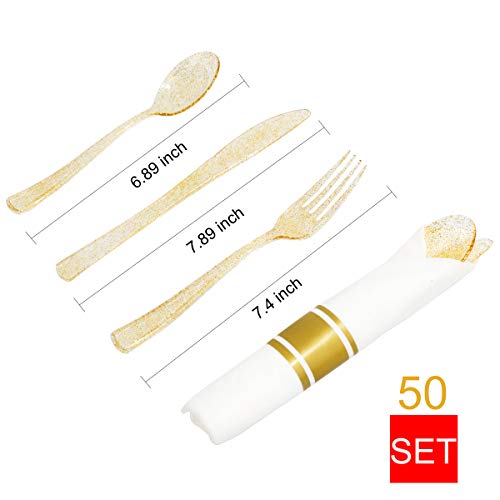 350 Pieces Gold Glitter Disposable Dinnerware Set R7980