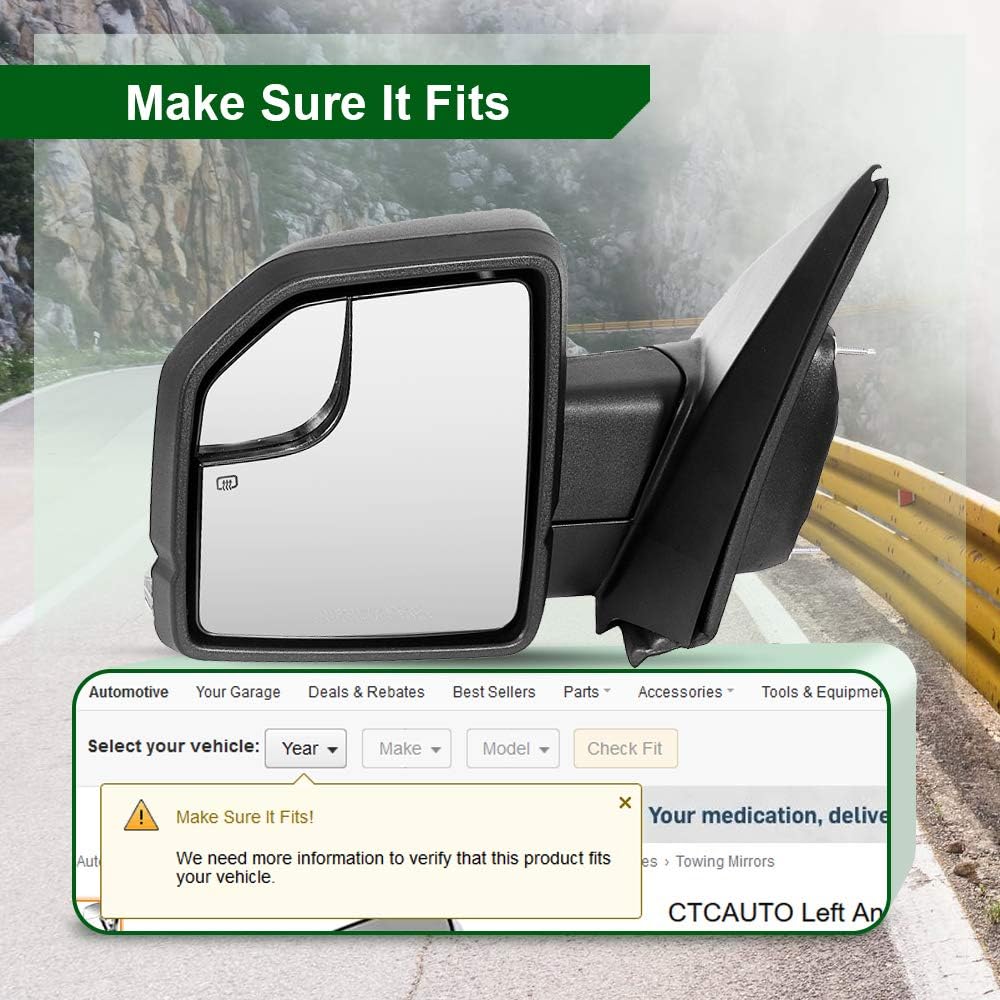 Towing Mirrors for Ford F150 with Power Adjustment Heated Turn Signal Light H91229