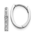 14 Karat White Gold Diamond-cut Hinged Hoop Earrings W709419