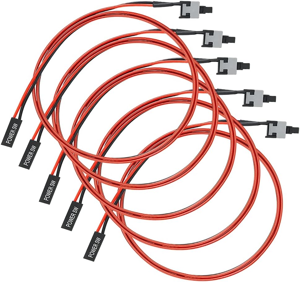 5pcs 2 Pin PC Power Cable Push Button ATX Computer Switch Wire Restart Switch 55CM A512951