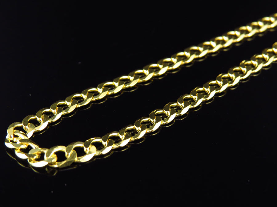 Yellow Gold Finish Sterling Silver Miami Cuban Link Chain Necklace T4751