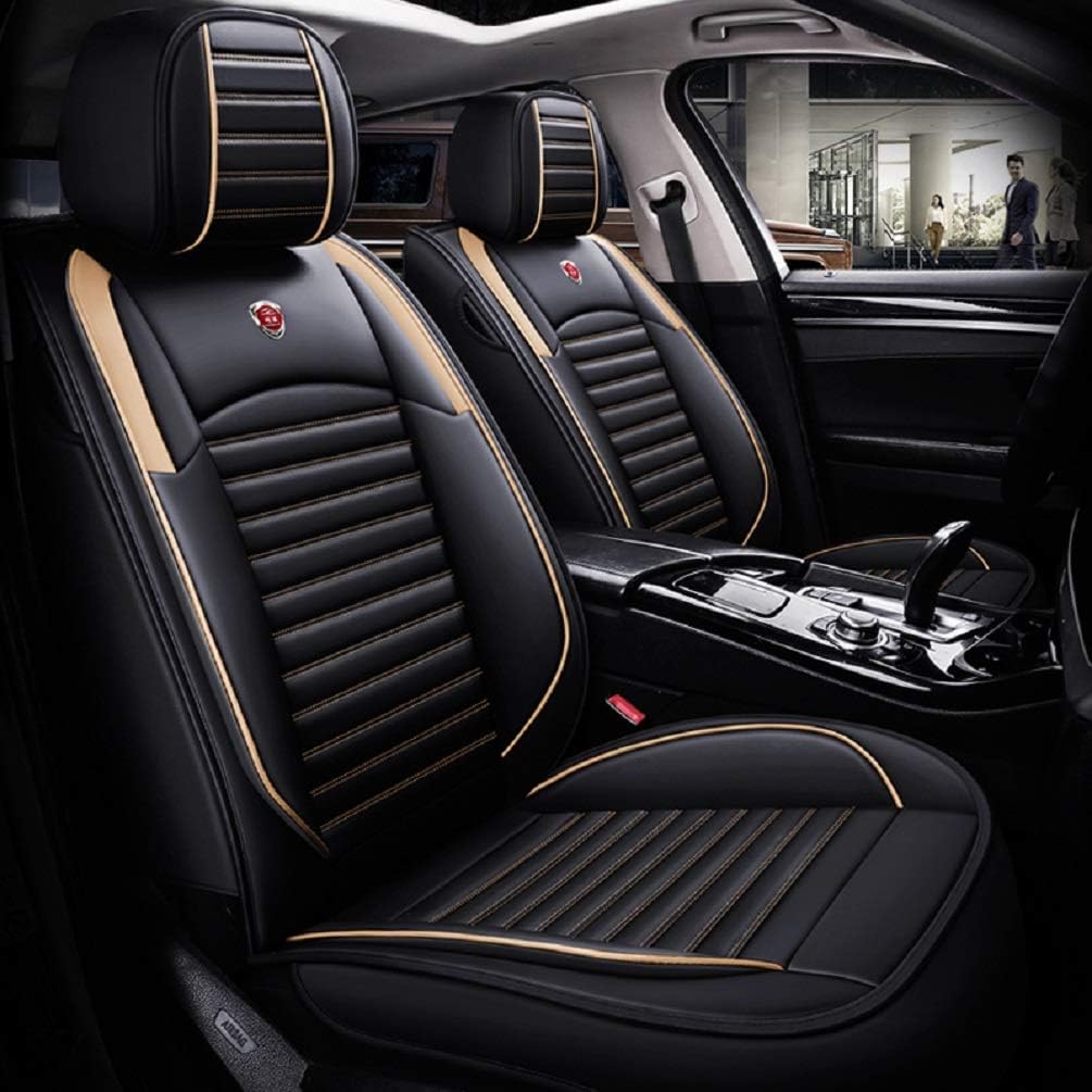 Black-red PU Leather Car Seat Covers 5 Seats Full Set N7508
