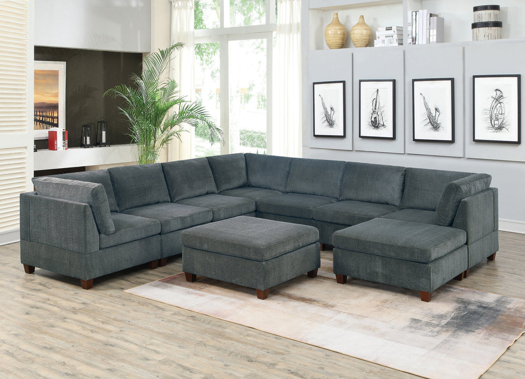 Grey Chenille Modular Sectional 9pc Set O24100