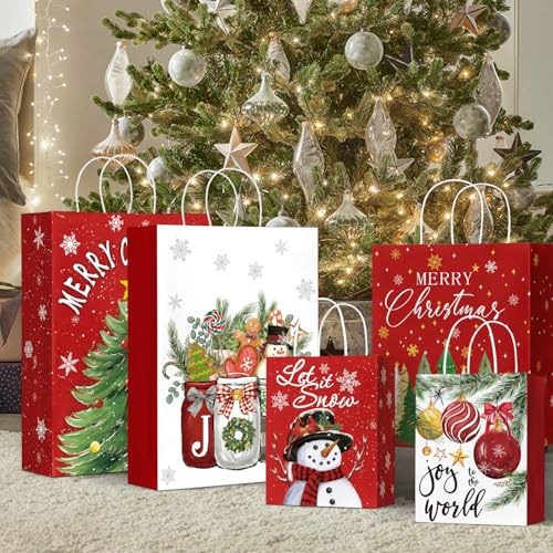24 Christmas Gift Paper Bags with Handles V70694