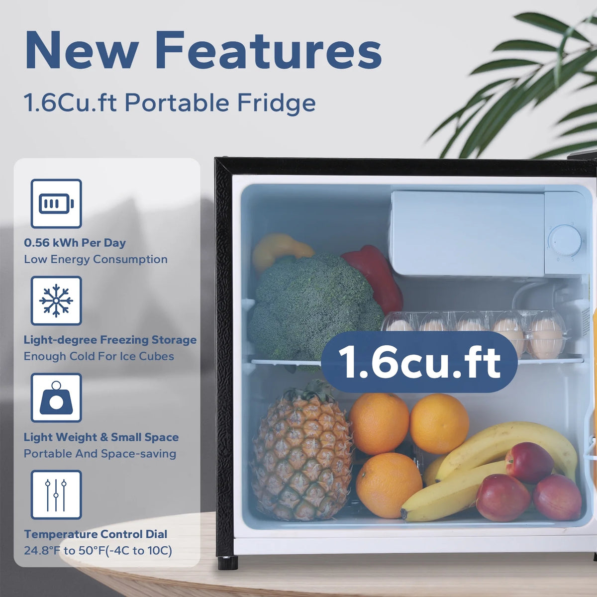1.6 Cu.ft Silver Mini Fridge with Freezer G100514