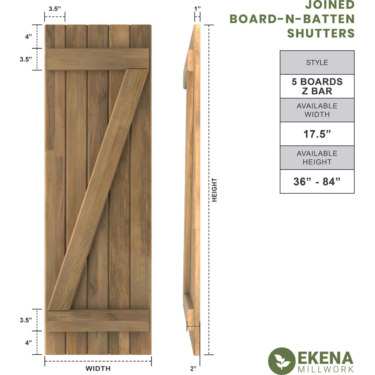 Real Wood Joined Board-n-Batten Shutters with Z-Bar R46315