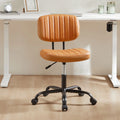 Brown PU Leather Low Back Task Chair with Wheels O84345