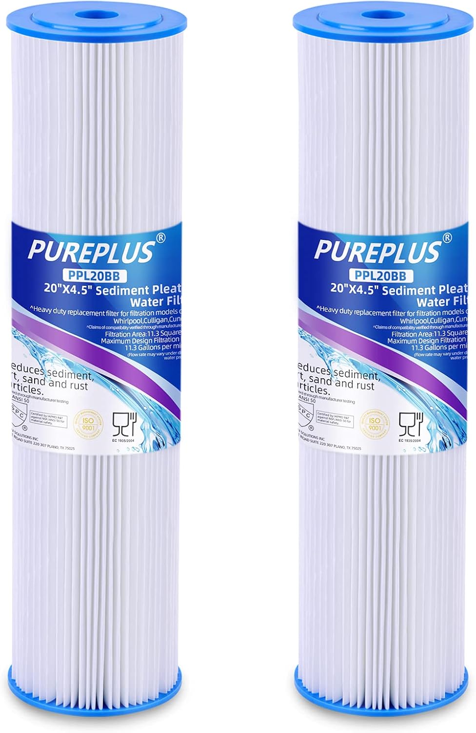 20 x 4.5 Pleated Sediment Filter Replacement Cartridge, 2 Pack D22734