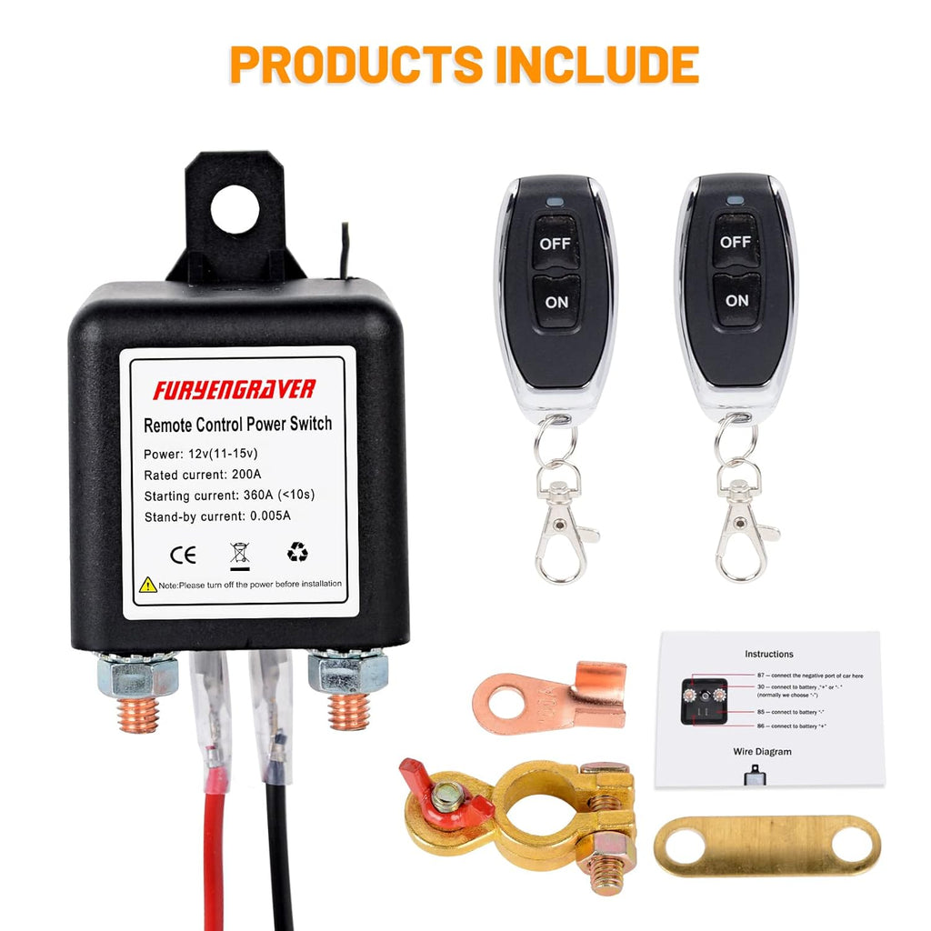 DC12V 200A Remote Control Battery Disconnect Switch with 2 Keys P83731