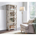 White Four Shelf Tall Wood Bookcase V18072