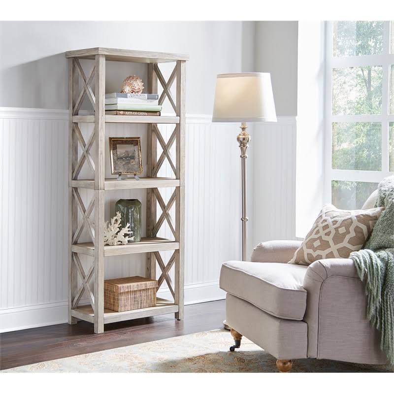 White Four Shelf Tall Wood Bookcase V18072