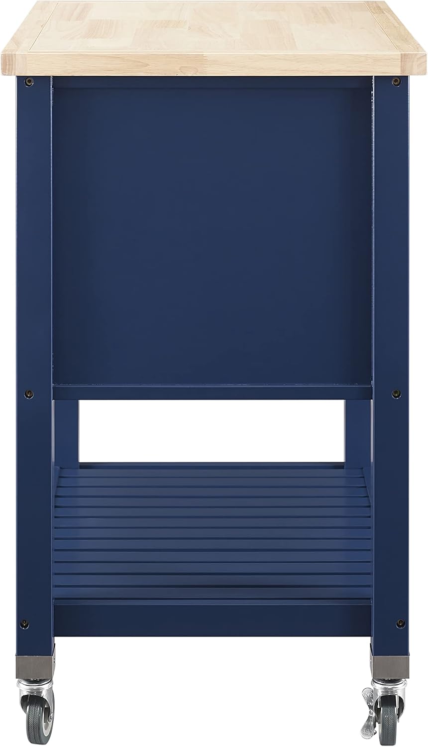 Denim Kitchen Cart with Locking Wheels G93909