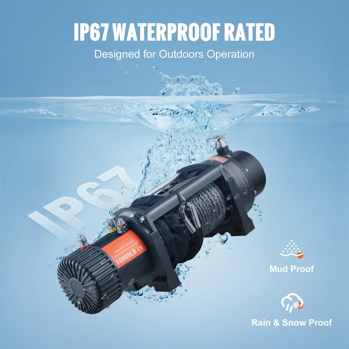12V 10,000 lb Nylon Rope Winch with Wireless Remote B82039