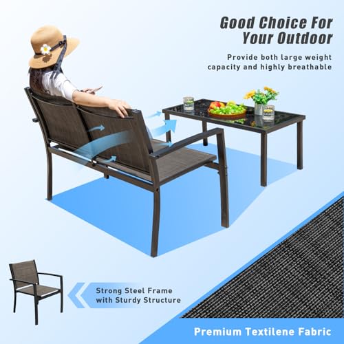 4 Pieces Patio Furniture Set with Glass Coffee Table M3891