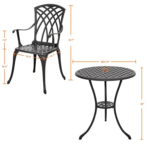 3 Piece Cast Aluminum Bistro Set with Umbrella Hole A6257