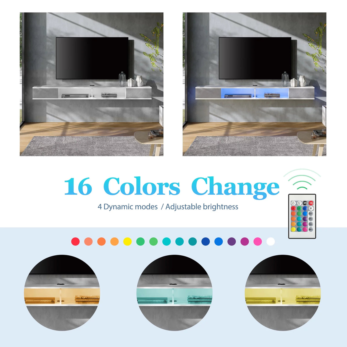 70 inch Floating TV Shelf with LED Light X196