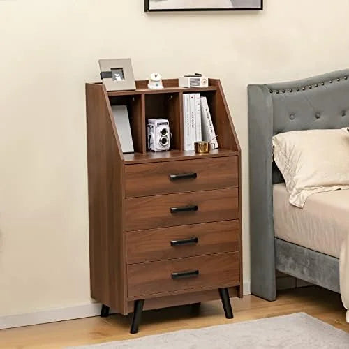 4 Drawer Wood Dresser with Bookshelf Q426