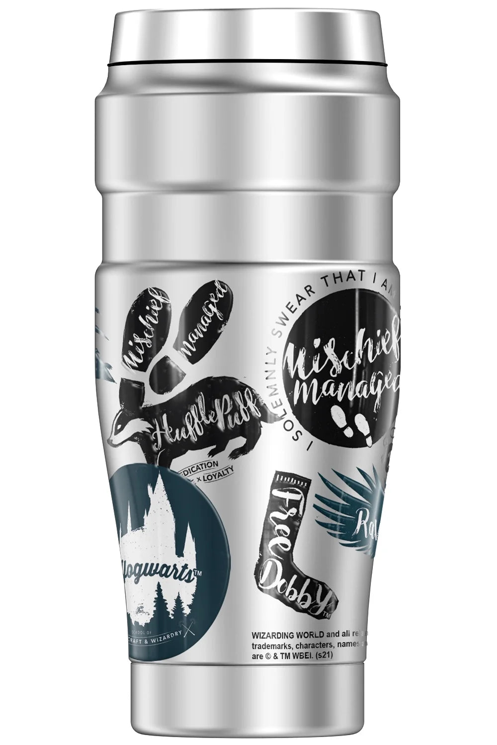 Harry Potter Hogwarts Stamp Collage Stainless Steel Travel Tumbler, Vacuum insulated & Double Wall, 16oz S54129