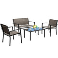 4 Pieces Patio Furniture Set with Glass Coffee Table M3891