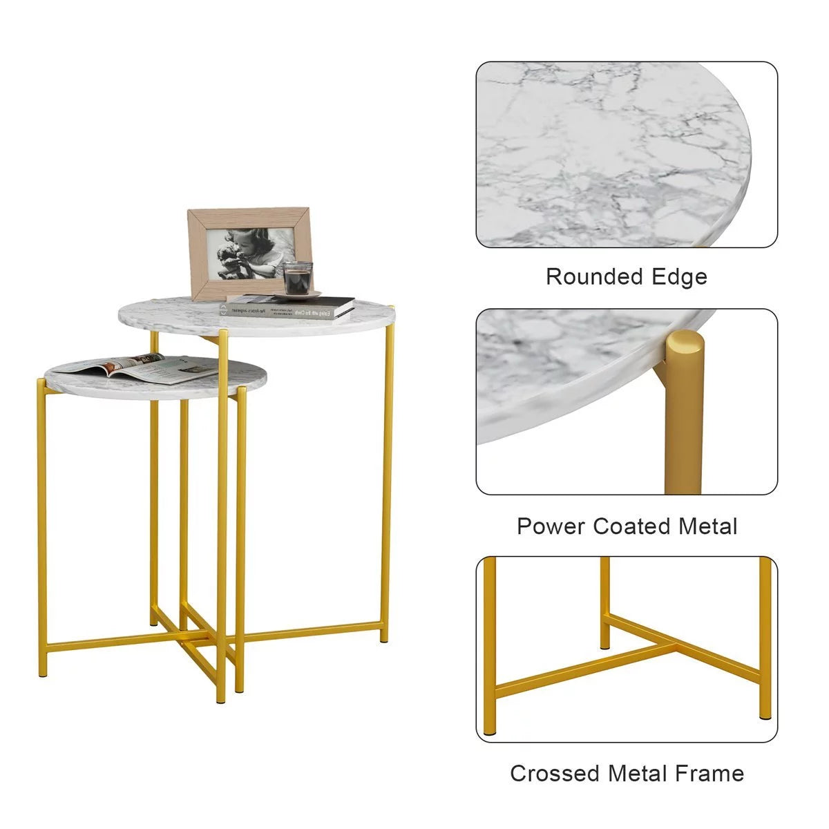 Round Nesting Coffee Table, 2 Piece D603