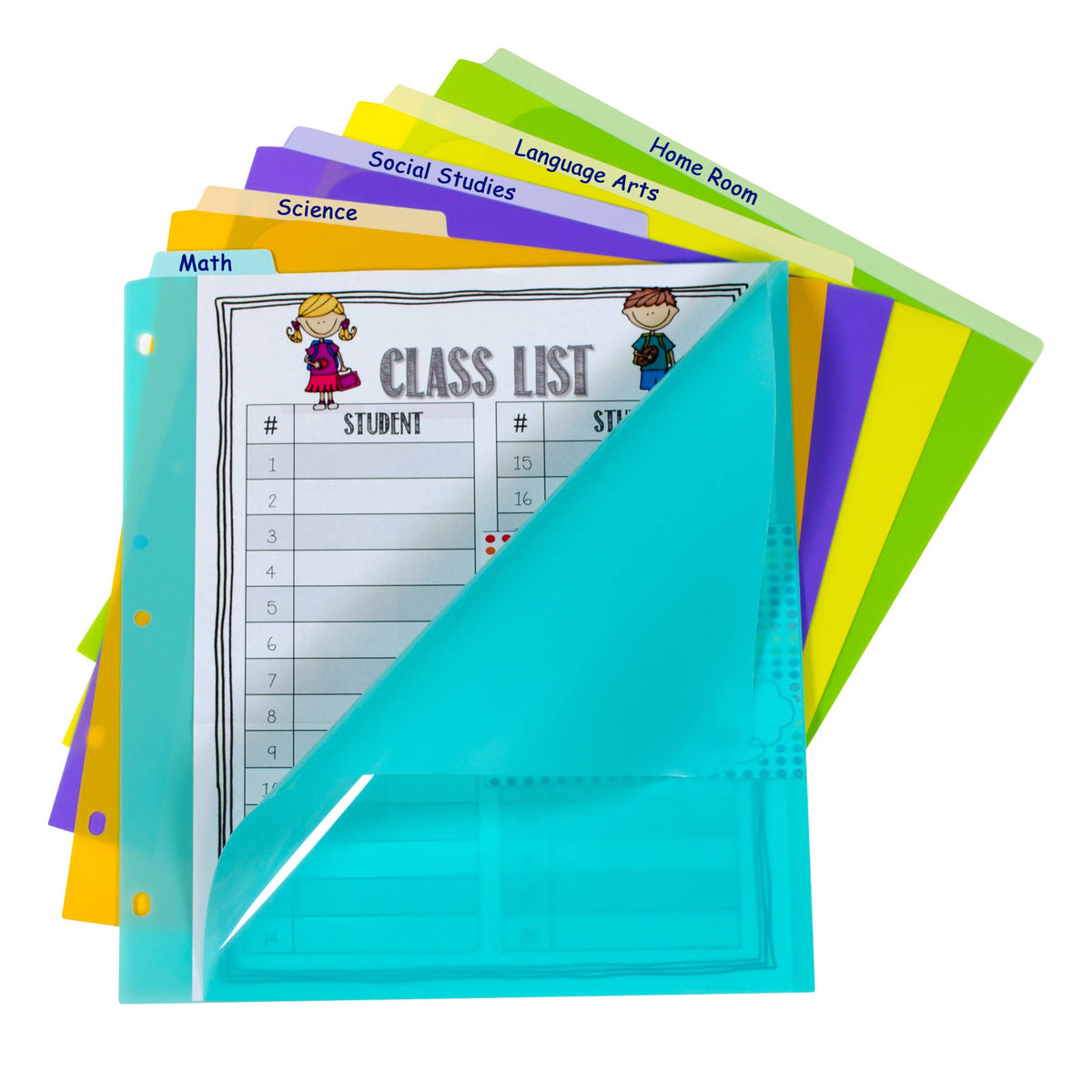 5-Tab Index Dividers with Vertical Tab, Bright Color Assortment, Set of 12 V572