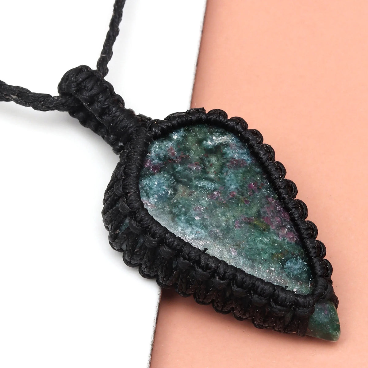 Ruby Zoisite Macrame Gemstone Necklace U8665