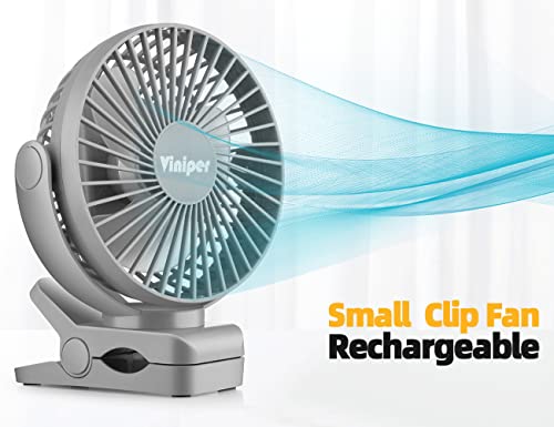 6 inch Rechargeable Clip on Fan, 5000mah Battery Desk Fan, 360° Rotation, 3 Speeds, Black A829