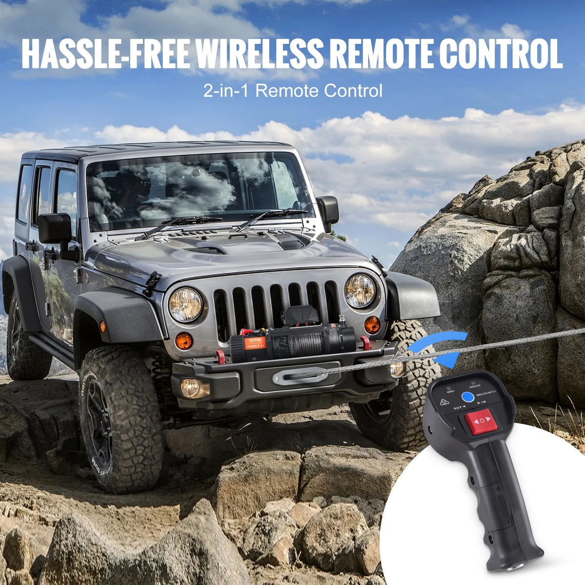 12V 10,000 lb Nylon Rope Winch with Wireless Remote B82039