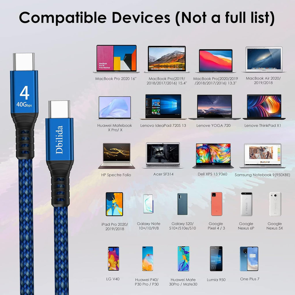 6.6ft Nylon Braided 40Gbps USB C Cable with 100W PD, Pack of 2 L7291