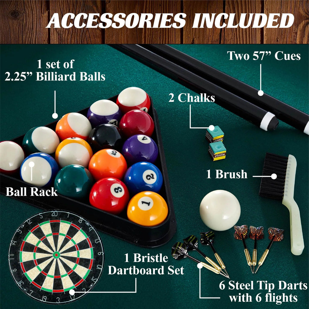 Burgundy Pool Table with Cue Rack and Dartboard Set K576915