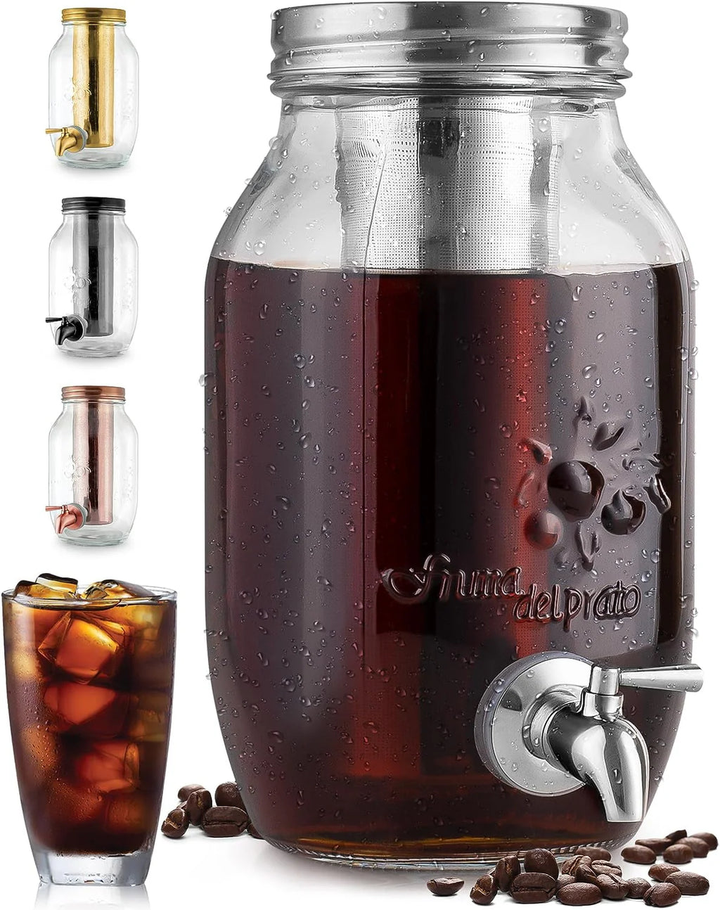 1 Gallon Cold Brew Coffee Maker with Glass Pitcher and Mesh Filter A73501