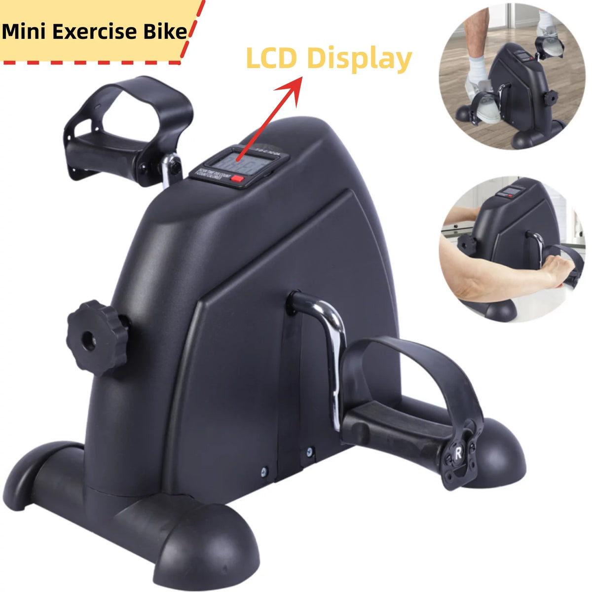Portable Black Indoor Pedal Exerciser Bike with LCD Display R735