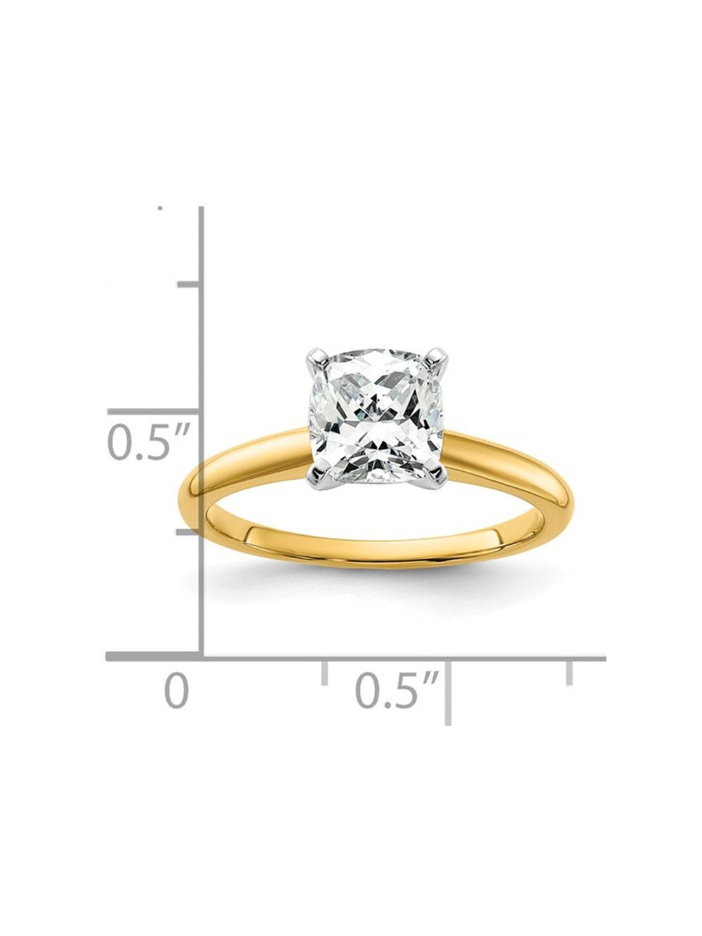 14K Yellow Gold Cushion-Cut Lab Grown Diamond Solitaire Engagement Ring E7853