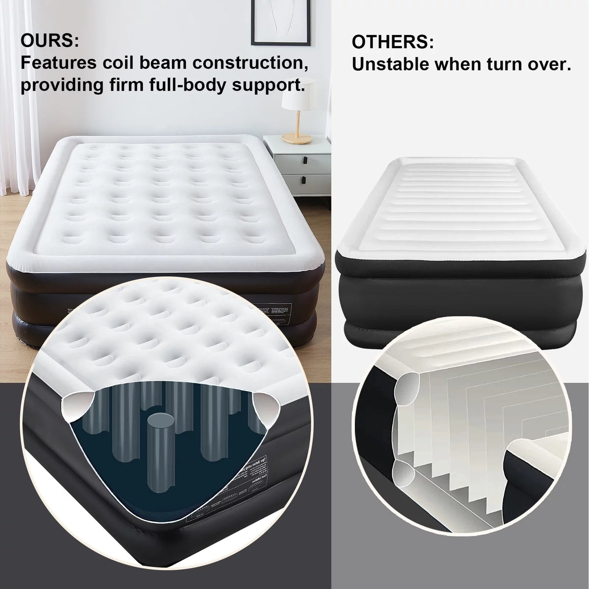 18 Inch Queen Air Mattress with Built in Pump W126